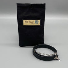 Load image into Gallery viewer, Mens Black Leather and Sterling Silver Wrap Bracelet