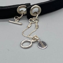 Load image into Gallery viewer, Black Leather and Sterling Silver 'Love' Wrap Bracelet