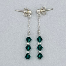 Load image into Gallery viewer, Emerald Swarovski crystal drop earrings