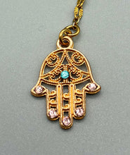 Load image into Gallery viewer, Hamsa Hand and Sunburst Y-Drop Necklace
