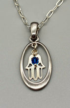 Load image into Gallery viewer, Modern Hamsa Paperclip Pendent Necklace

