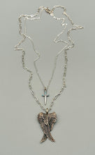 Load image into Gallery viewer, Silver Wing and Dagger Layered Necklace
