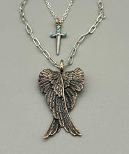 Load image into Gallery viewer, Silver Wing and Dagger Layered Necklace
