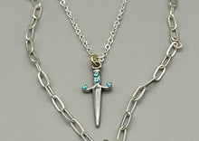Load image into Gallery viewer, Silver Wing and Dagger Layered Necklace
