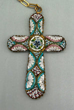 Load image into Gallery viewer, Gold Plated Vintage Micro Mosaic Cross  Y-Drop Necklace
