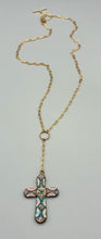 Load image into Gallery viewer, Gold Plated Vintage Micro Mosaic Cross  Y-Drop Necklace
