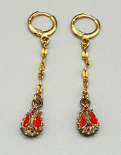 Load image into Gallery viewer, Gold Plated Vintage Micro Mosaic Teardrop Earrings
