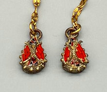 Load image into Gallery viewer, Gold Plated Vintage Micro Mosaic Teardrop Earrings
