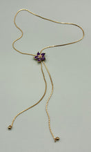 Load image into Gallery viewer, Vintage Rissi Purple Enamel Floral Lariat Necklace
