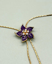 Load image into Gallery viewer, Vintage Rissi Purple Enamel Floral Lariat Necklace
