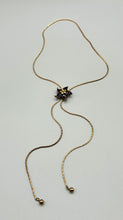 Load image into Gallery viewer, Vintage Rissi Black Enamel Floral Lariat Necklace
