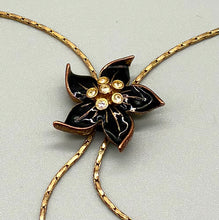 Load image into Gallery viewer, Vintage Rissi Black Enamel Floral Lariat Necklace
