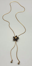 Load image into Gallery viewer, Vintage Rissi Black Enamel Floral Lariat Necklace
