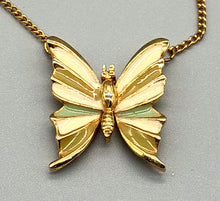 Load image into Gallery viewer, Vintage Gold Tone and Enamel Butterfly Necklace
