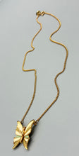 Load image into Gallery viewer, Vintage Gold Tone and Enamel Butterfly Necklace
