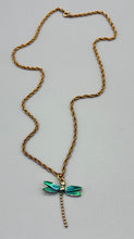 Load image into Gallery viewer, Vintage Teal Enamel Dragonfly Necklace
