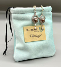 Load image into Gallery viewer, Vintage Silver Swirl Cocoa Pearl drop Earrings
