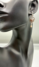 Load image into Gallery viewer, Vintage Silver Swirl Cocoa Pearl drop Earrings
