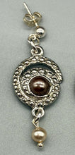 Load image into Gallery viewer, Vintage Silver Swirl Cocoa Pearl drop Earrings
