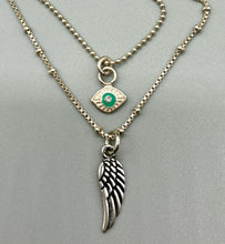 Load image into Gallery viewer, The Evil Eye &amp; Angel Wing Necklace

