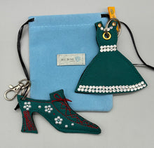 Load image into Gallery viewer, Marie Antoinette Leather Bag Charm - Peacock Green
