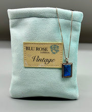 Load image into Gallery viewer, 1920s Art Deco Blue Butterfly Wing Sterling Silver Necklace
