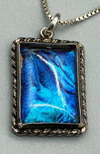 Load image into Gallery viewer, 1920s Art Deco Blue Butterfly Wing Sterling Silver Necklace
