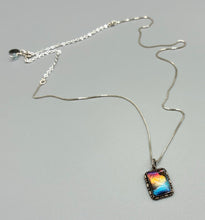 Load image into Gallery viewer, 1920s Art Deco Iridescent Butterfly Wing Sterling Silver Necklace
