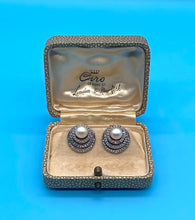 Load image into Gallery viewer, Art Deco Ciro Pearl &amp; Marcasite clip on Earrings
