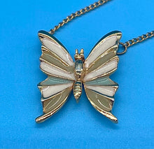 Load image into Gallery viewer, Vintage Gold Tone and Enamel Butterfly Necklace
