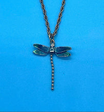 Load image into Gallery viewer, Vintage Teal Enamel Dragonfly Necklace
