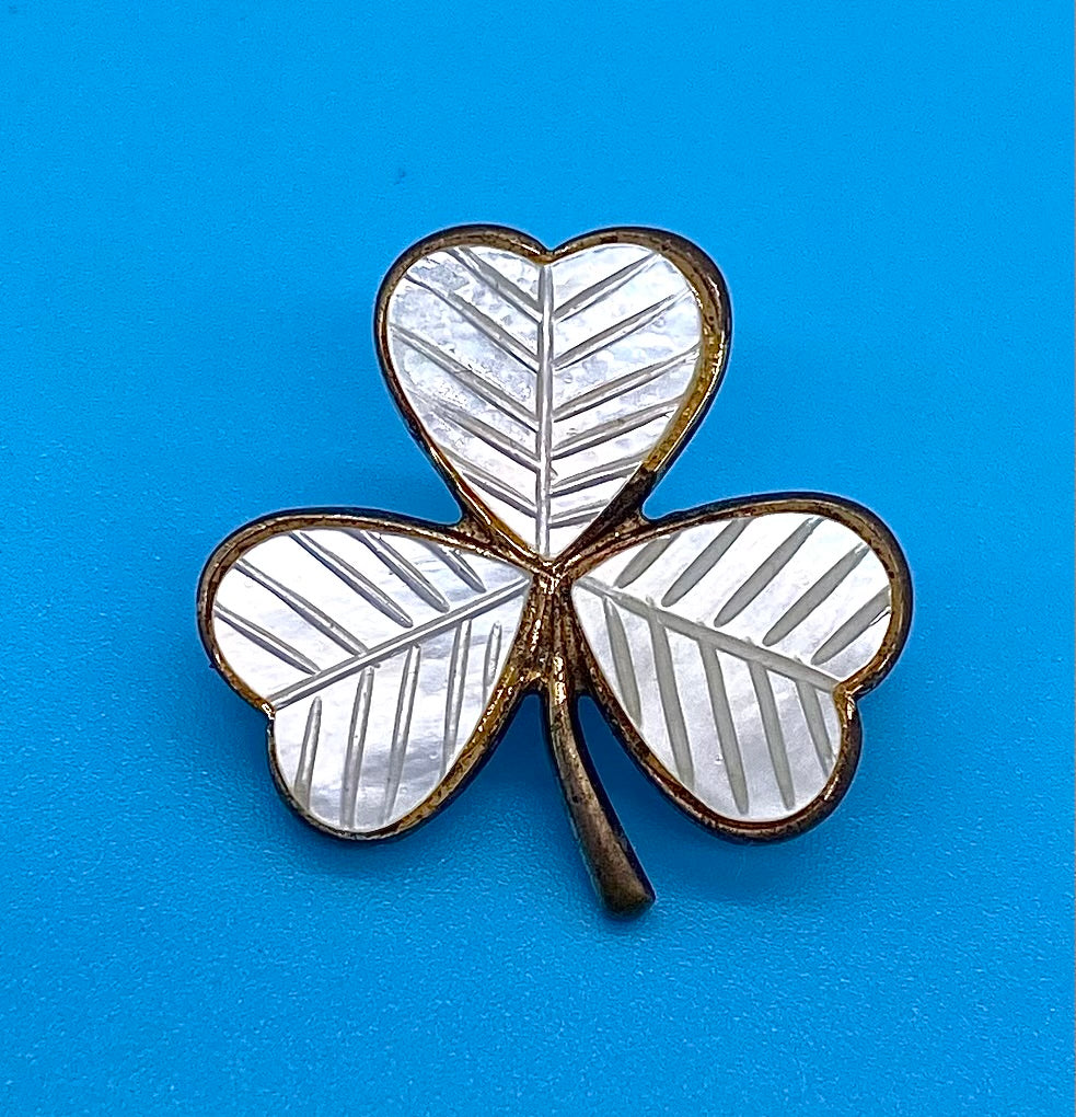 Vintage Mother of Pearl Three Leaf Clover
