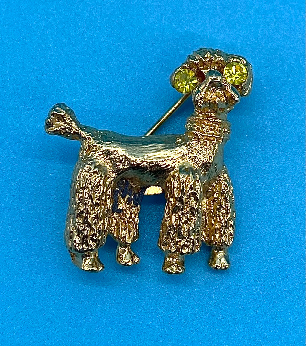 Vintage Gold Tone Poodle Brooch
