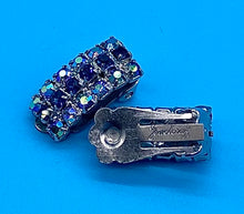 Load image into Gallery viewer, Vintage Jewelcraft Aurora Borealis Rhinestone clip on earrings
