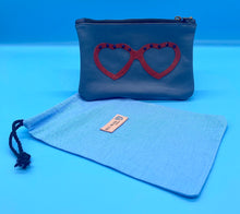 Load image into Gallery viewer, Blue leather glasses pouch
