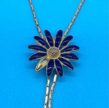 Load image into Gallery viewer, Vintage Black Daisy Gold Slider Necklace
