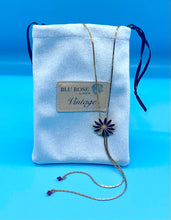 Load image into Gallery viewer, Vintage Black Daisy Gold Slider Necklace
