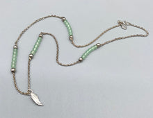 Load image into Gallery viewer, Angel Wing Silver and Frosted Green Bead Necklace
