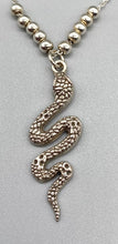 Load image into Gallery viewer, Antique Silver Snake and Bead Necklace
