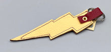 Load image into Gallery viewer, Red Leather and Swarvoski lightning bolt bag charm/keyring
