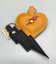 Load image into Gallery viewer, Black leather lightning bolt Key/bag charm
