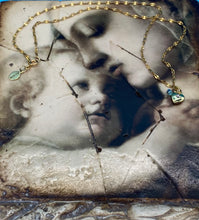 Load image into Gallery viewer, Mother's Day Gold Puff Heart and Swarovski Crystal Dedication Necklace
