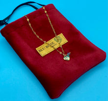 Load image into Gallery viewer, Mother's Day Gold Puff Heart and Swarovski Crystal Dedication Necklace
