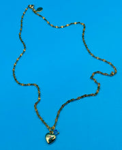 Load image into Gallery viewer, Mother's Day Gold Puff Heart and Swarovski Crystal Dedication Necklace

