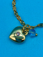 Load image into Gallery viewer, Mother's Day Gold Puff Heart and Swarovski Crystal Dedication Necklace
