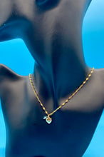 Load image into Gallery viewer, Mother's Day Gold Puff Heart and Swarovski Crystal Dedication Necklace
