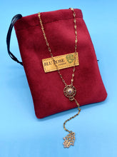Load image into Gallery viewer, Hamsa Hand and Sunburst Y-Drop Necklace
