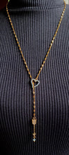 Load image into Gallery viewer, Gold Plated Crystal Heart and Arrow Lariat Necklace
