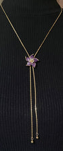Load image into Gallery viewer, Vintage Rissi Purple Enamel Floral Lariat Necklace
