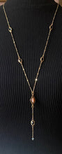 Load image into Gallery viewer, Gold Plated Orange Y-Drop Necklace with Vintage Elements
